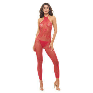 Rene Rofe - Love Stroke Stones Heart Bodystocking and G-String - Red
